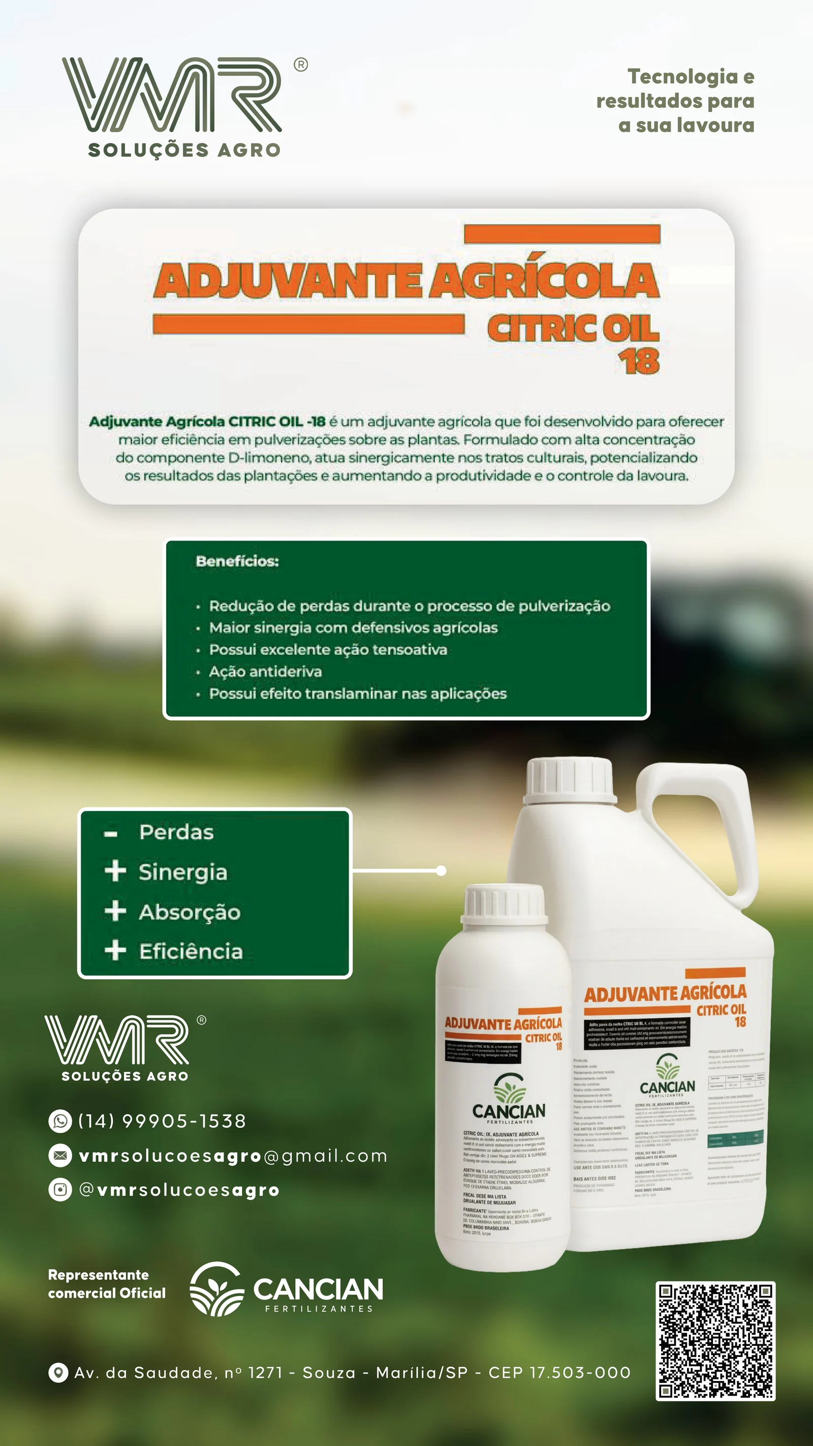 Adjuvante Agrícola CITRIC OIL 18% D’limoneno